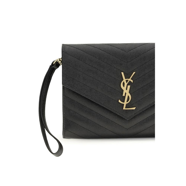 Saint Laurent Black Calf Leather Bos Taurus Clutch Bag