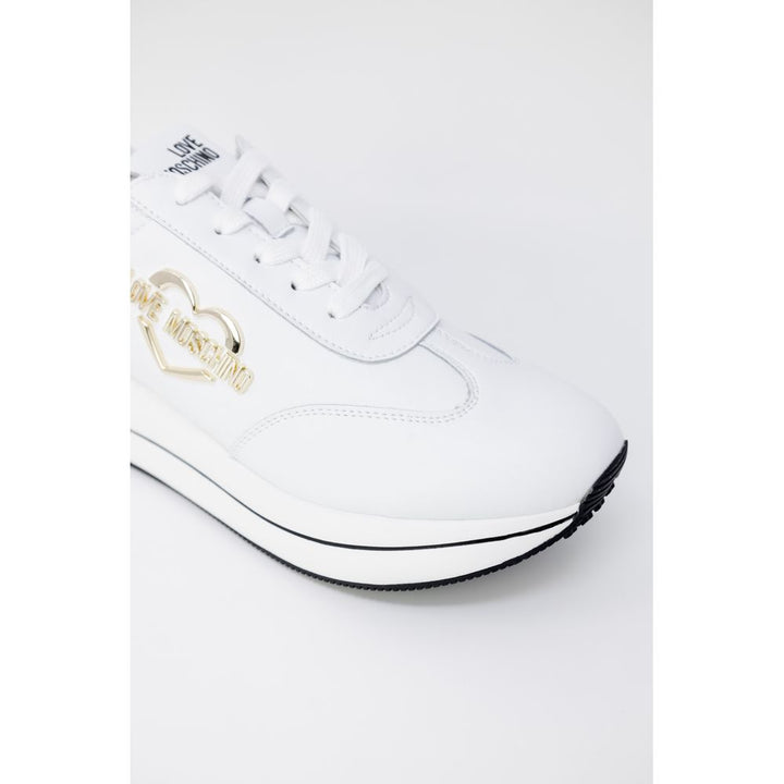 Love Moschino White Leather Low Top Sneakers