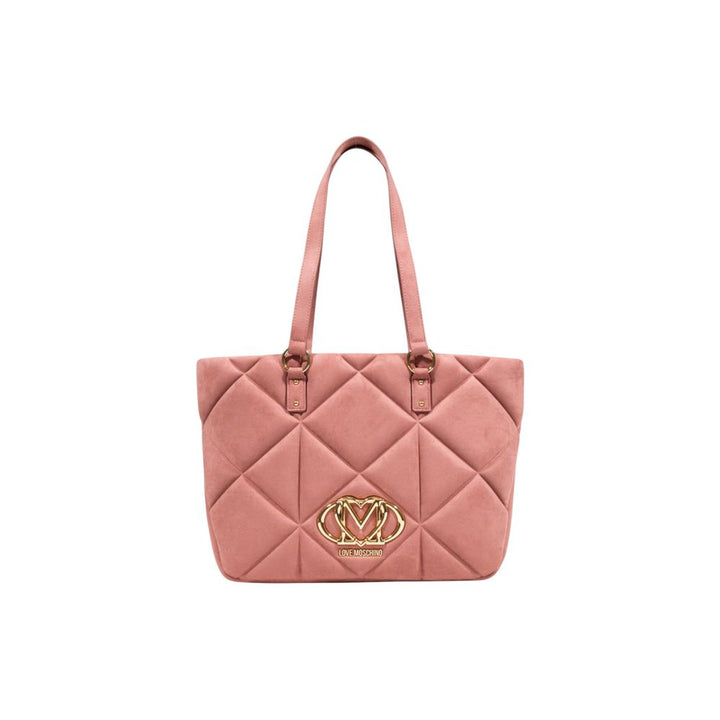 Love Moschino Pink Suede Leather Handbag