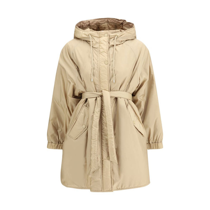 Max Mara Beige Polyester Full-Length Jacket