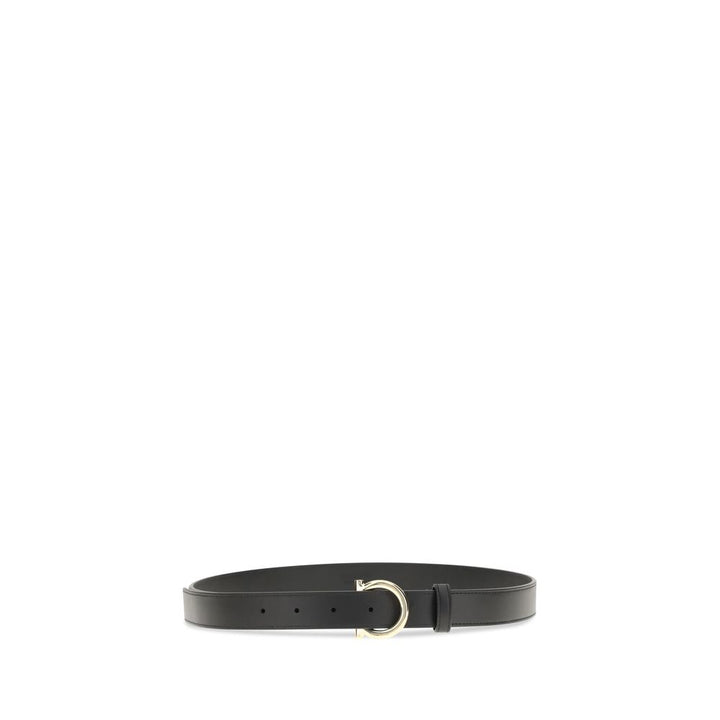 Ferragamo Black Calf Leather Bos Taurus Regular Belt