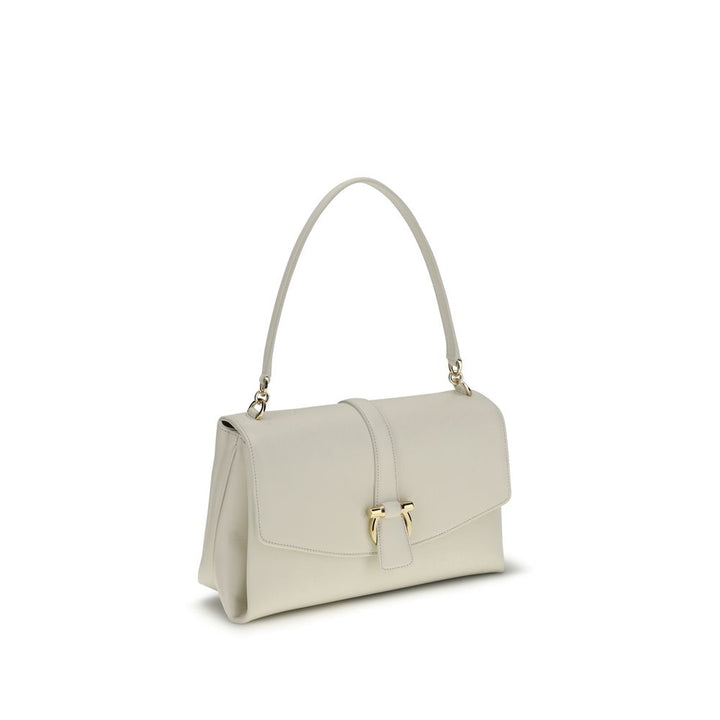 Ferragamo White Calf Leather Bos Taurus Shoulder Bag