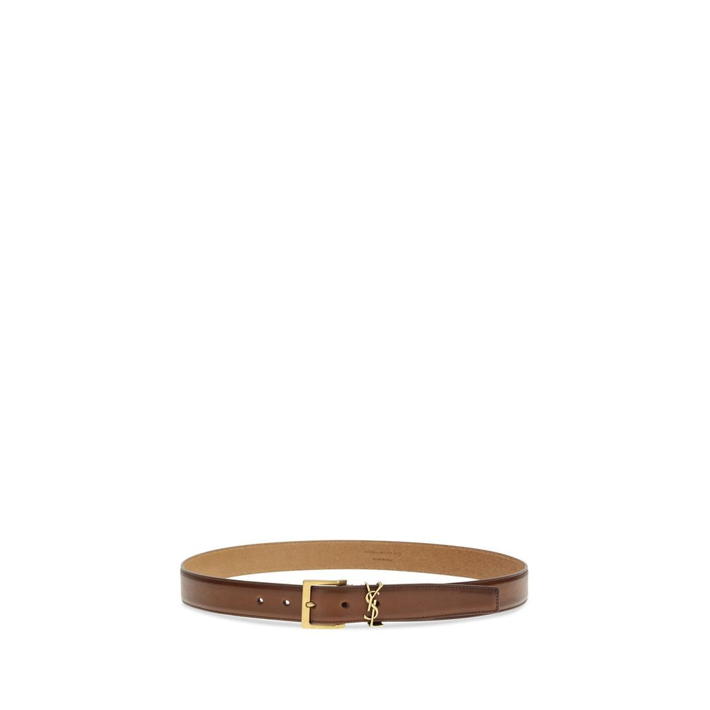 Saint Laurent Brown Calf Leather Bos Taurus Regular Belt