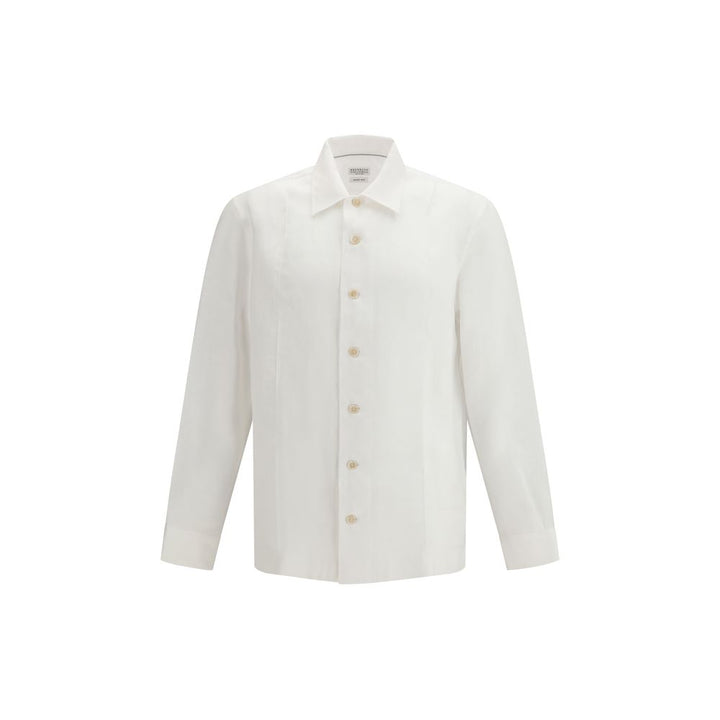 Brunello Cucinelli White Linen Dress Shirt