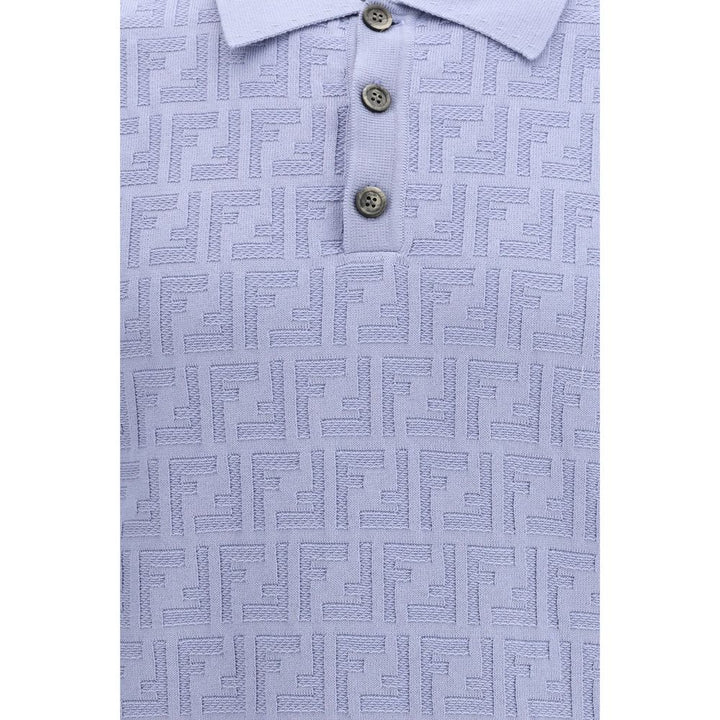 Fendi Blue Cotton Polo Shirt