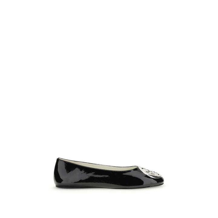 Tory Burch Black Calf Leather Bos Taurus Ballet Flats