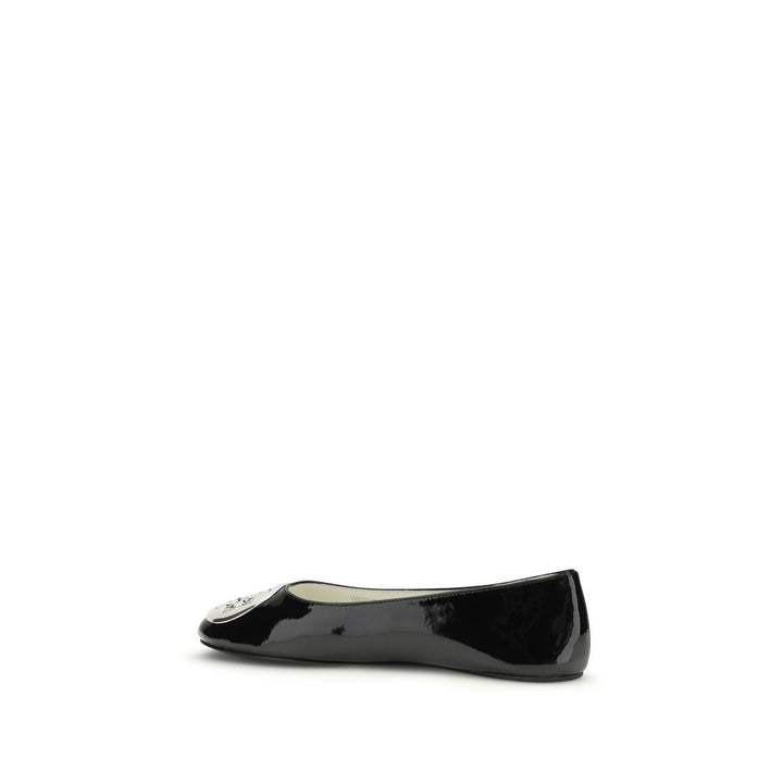 Tory Burch Black Calf Leather Bos Taurus Ballet Flats