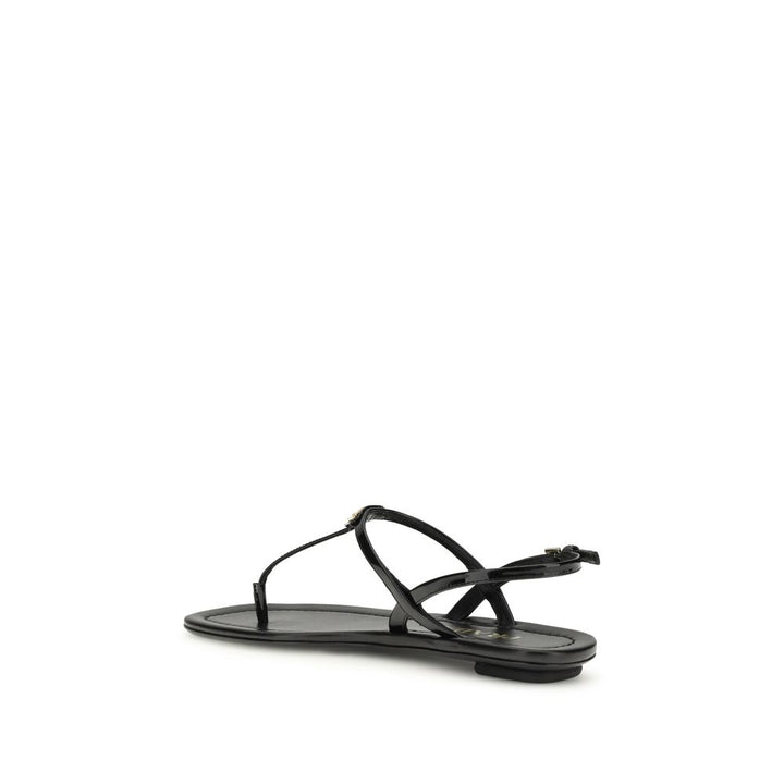 Prada Black Calf Leather Bos Taurus Flip-Flop Sandals