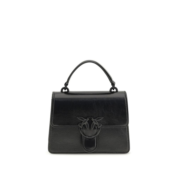 PINKO Black Calf Leather Bos Taurus Shoulder Bag