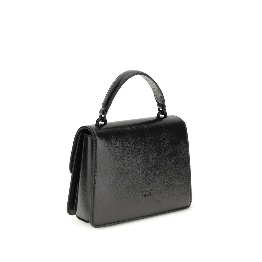 PINKO Black Calf Leather Bos Taurus Shoulder Bag
