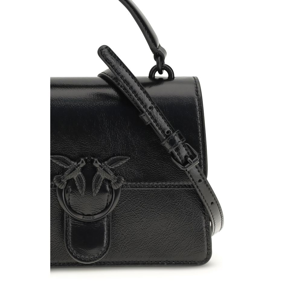PINKO Black Calf Leather Bos Taurus Shoulder Bag