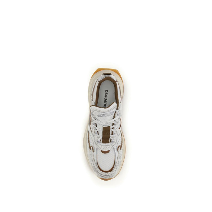 Dsquared² White Calf Leather Bos Taurus Athletic Sneakers