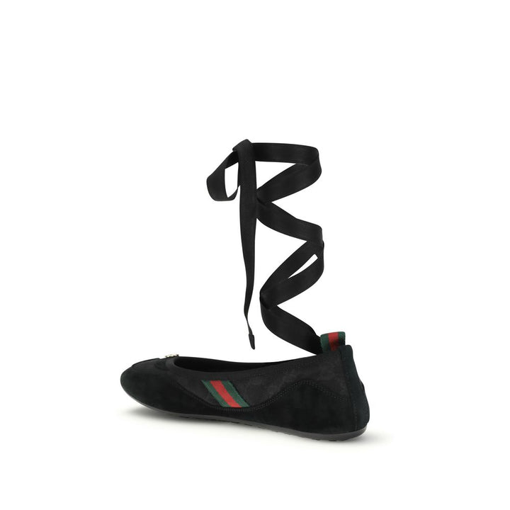 Gucci Black Fabric Ballet Flats