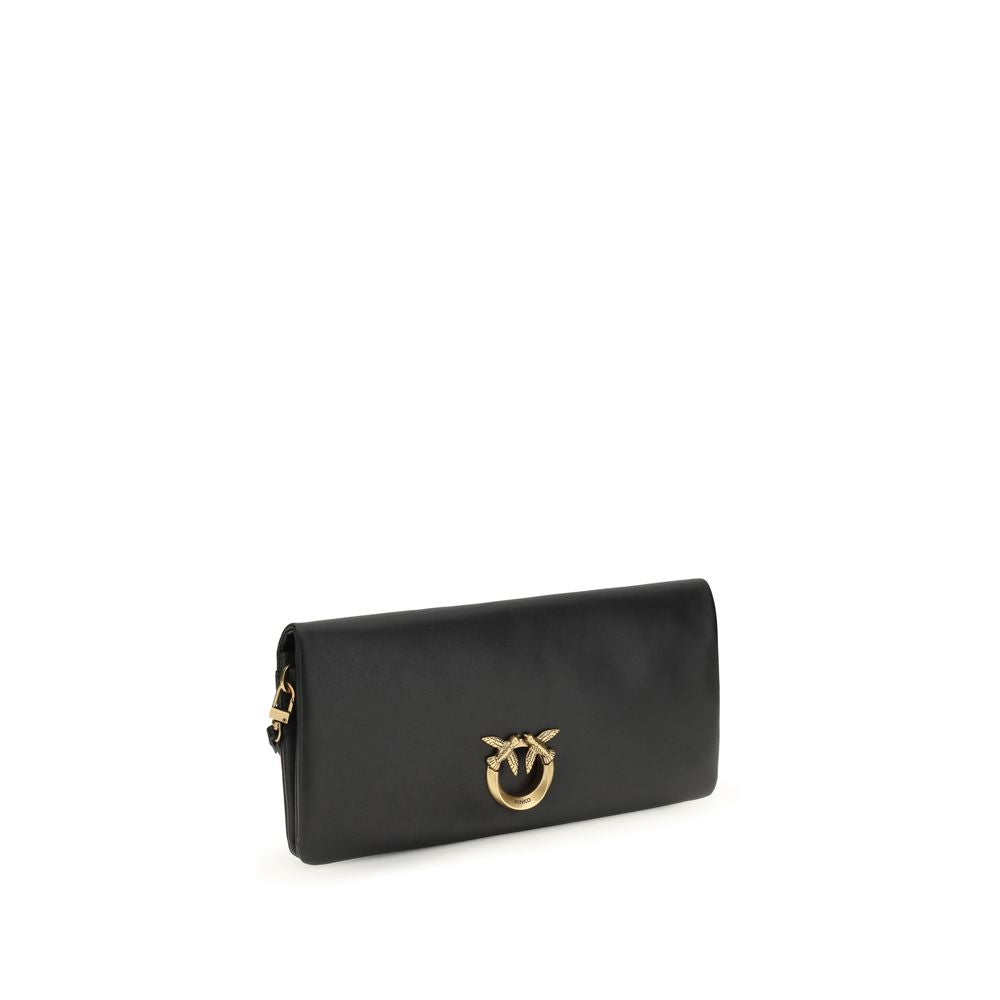 PINKO Black Calf Leather Bos Taurus Clutch Bag
