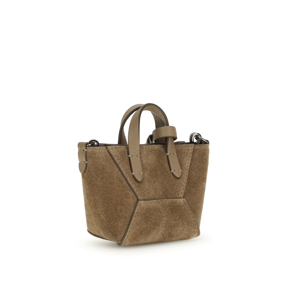 Brunello Cucinelli Brown Calf Leather Bos Taurus Shoulder Bag