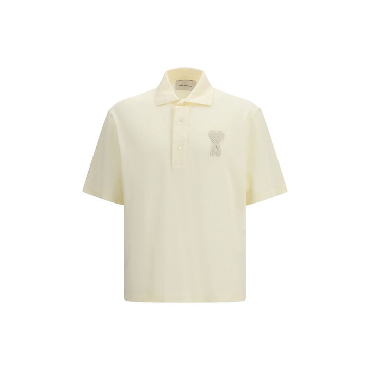 Ami Paris Beige Cotton Polo Shirt