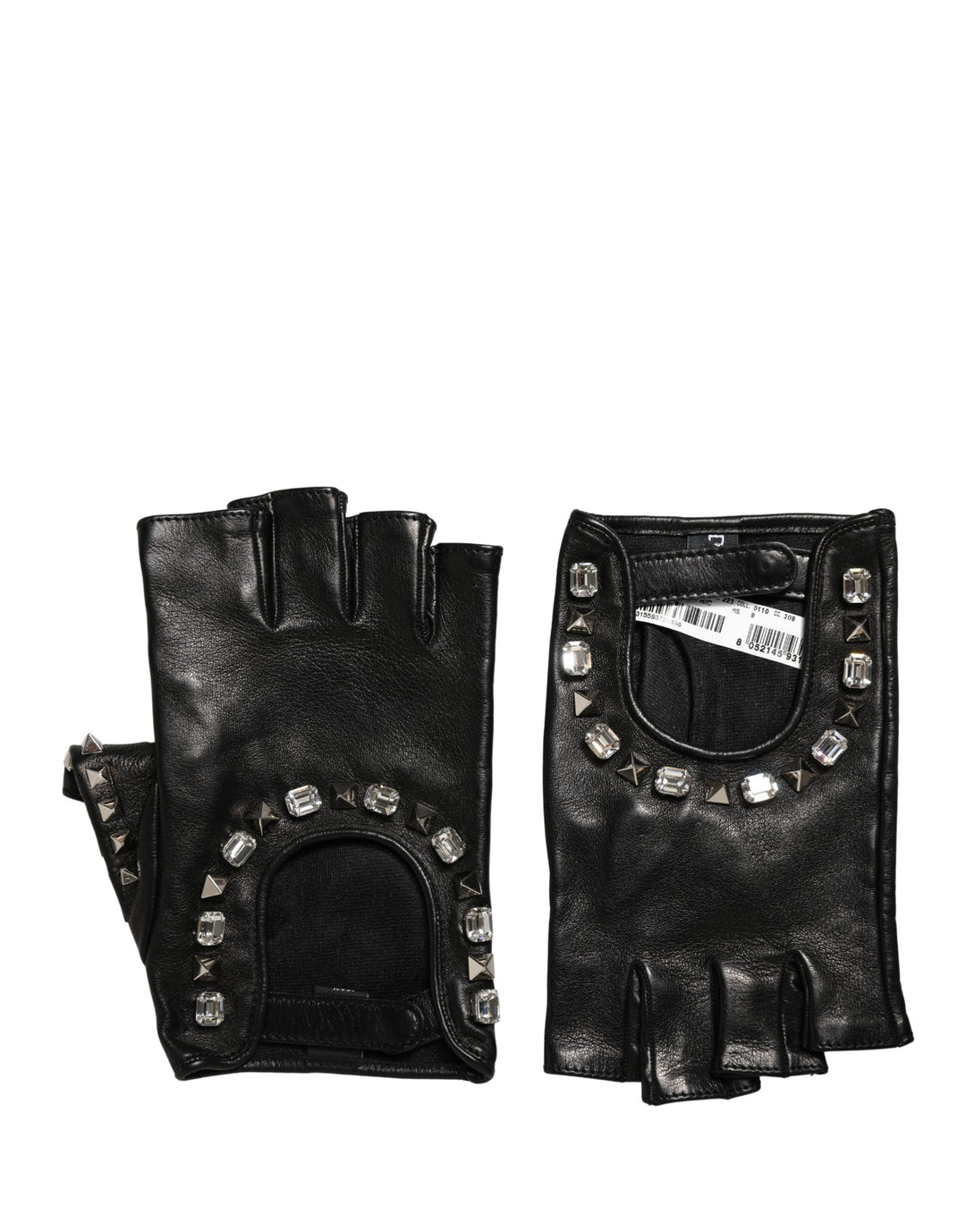 Dolce & Gabbana Black Embellished Wrist Length Mitten Women Gloves