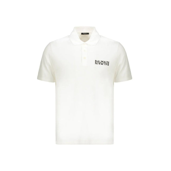 Balmain White Cotton Polo Shirt