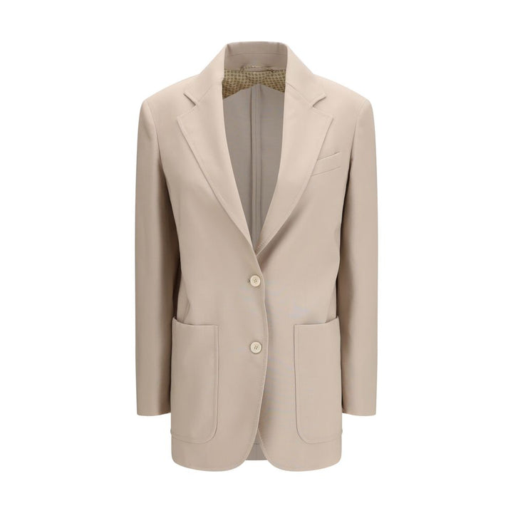 Max Mara Beige Fleece Wool Blazer
