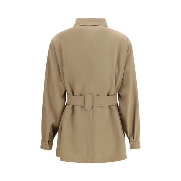 Max Mara Brown Wool Oves Aries Sleveless Jacket
