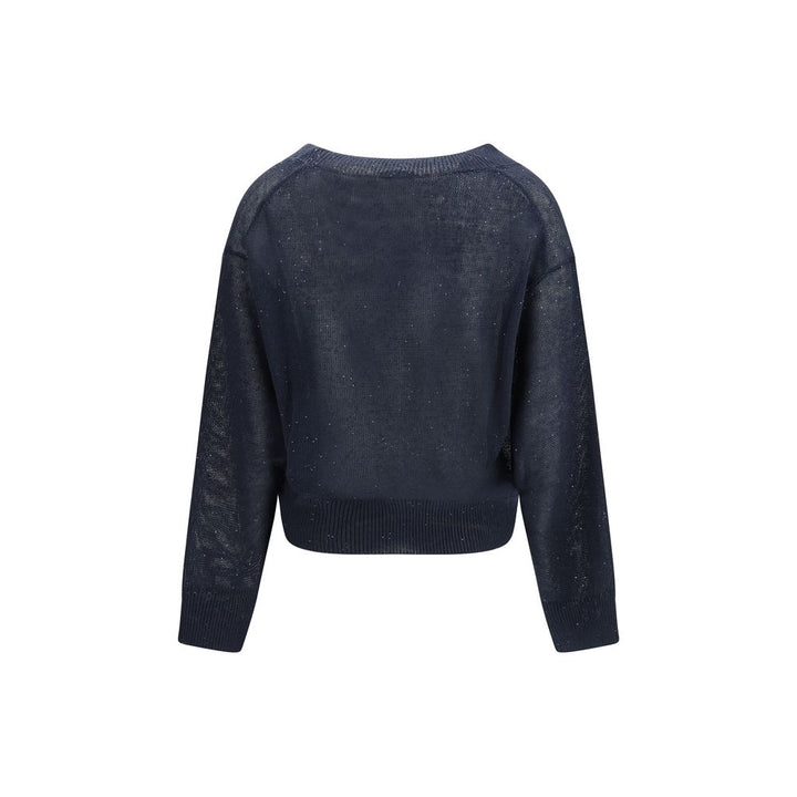 Brunello Cucinelli Blue Linen T-Shirt