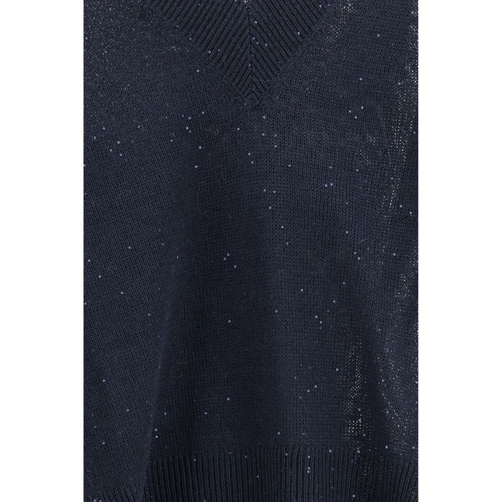 Brunello Cucinelli Blue Linen T-Shirt