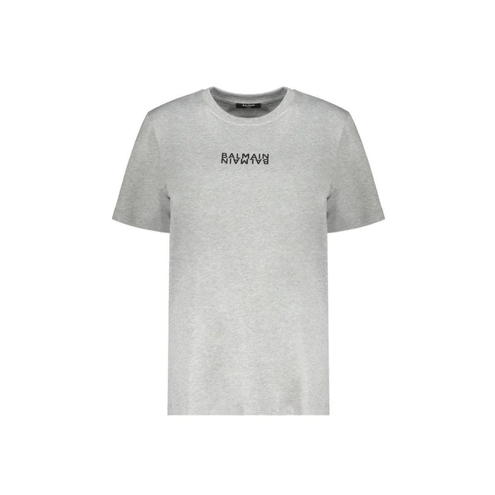 Balmain Gray Cotton T-Shirt