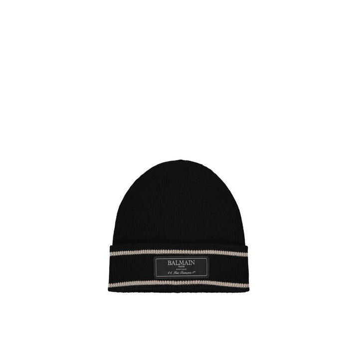 Balmain Black Merino Wool Beanie