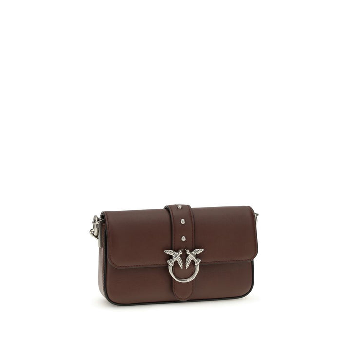 PINKO Brown Calf Leather Bos Taurus Shoulder Bag