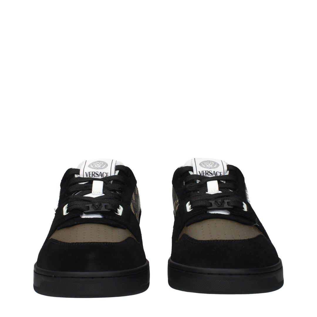 Versace Green Fabric Low Top Sneakers