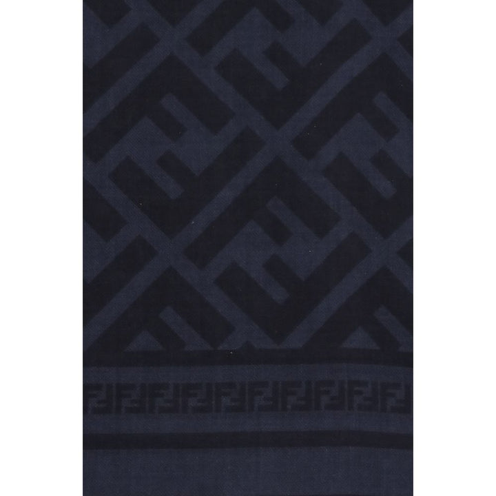 Fendi Blue Wool Oves Aries Scarf