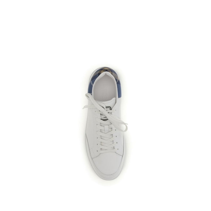 Burberry White Calf Leather Bos Taurus Low Top Sneakers
