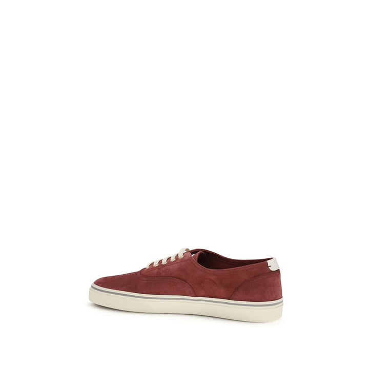 Brunello Cucinelli Bordeaux Calf Leather Bos Taurus Low Top Sneakers