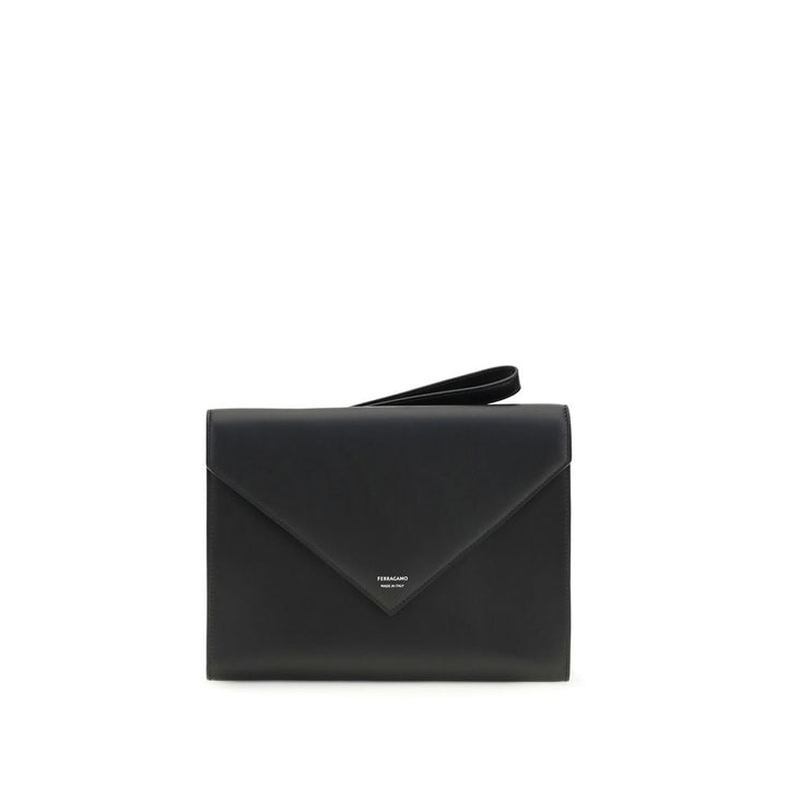 Ferragamo Black Calf Leather Bos Taurus Wallet