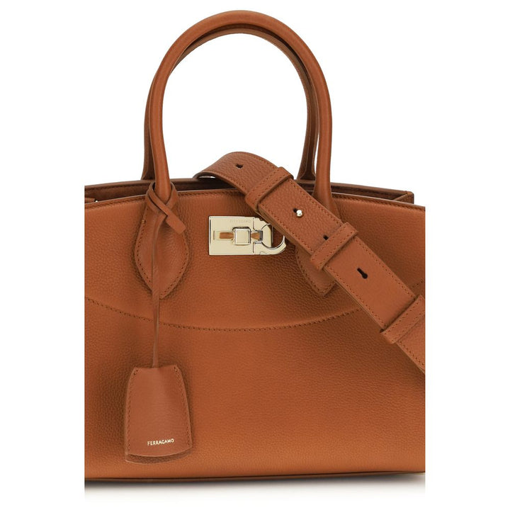 Ferragamo Brown Calf Leather Bos Taurus Handbag