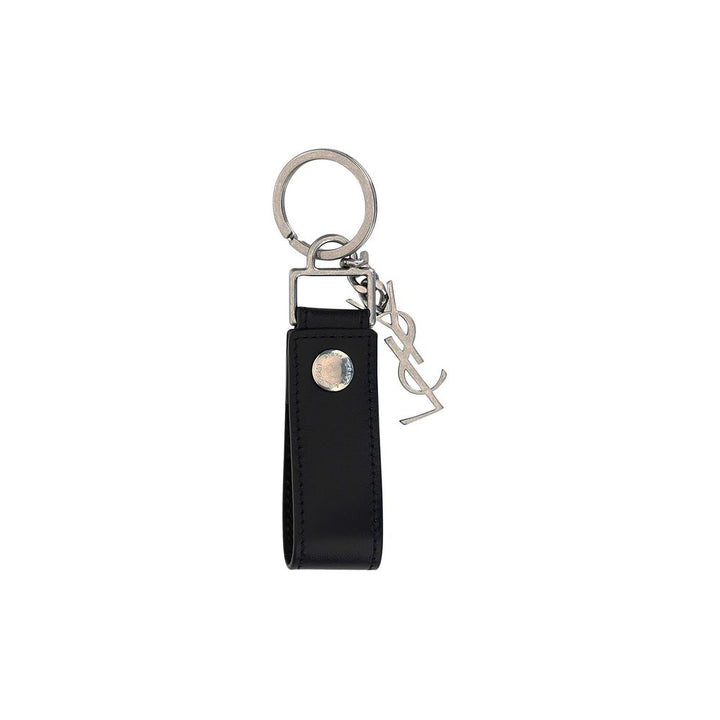 Saint Laurent Black Calf Leather Bos Taurus Keychain