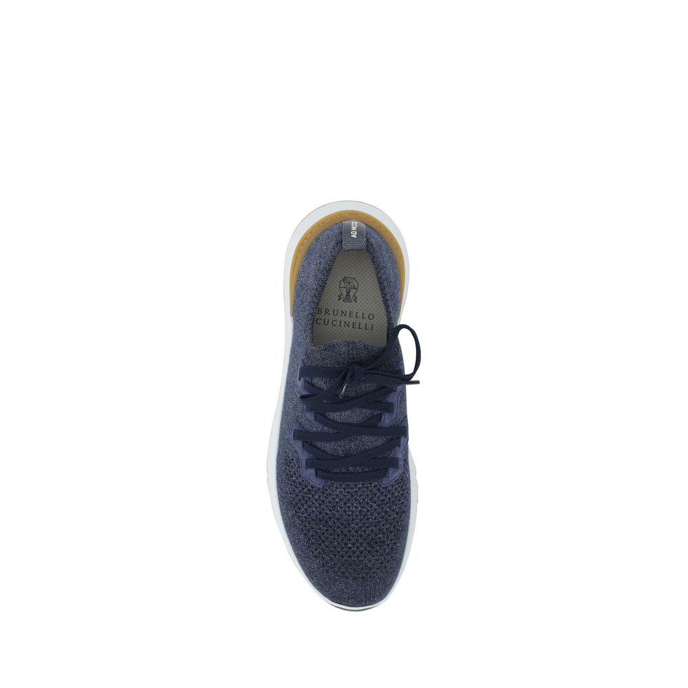 Brunello Cucinelli Blue Cotton Athletic Sneakers