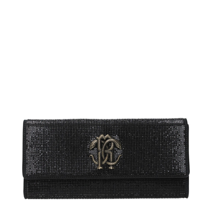 Roberto Cavalli Black Leather Clutch Bag