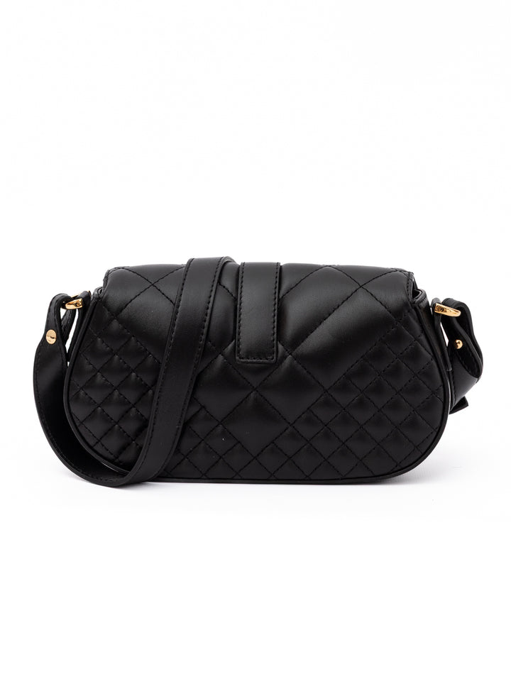 Versace Black Leather Quilted Shoulder Strap Bag