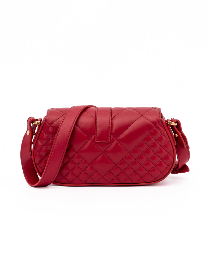 Versace Red Leather Quilted Shoulder Strap Bag
