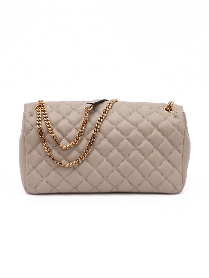 Versace Taupe Quilted Leather Shoulder Strap Bag