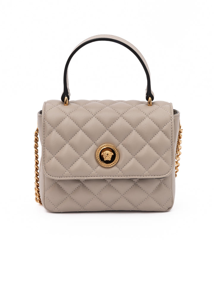 Versace Taupe Quilted Leather Handbag