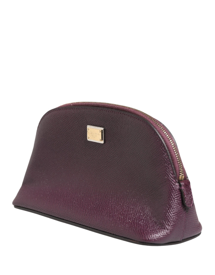 Dolce & Gabbana Dark Purple Leather DG Logo Zip Around Hand Purse Wallet
