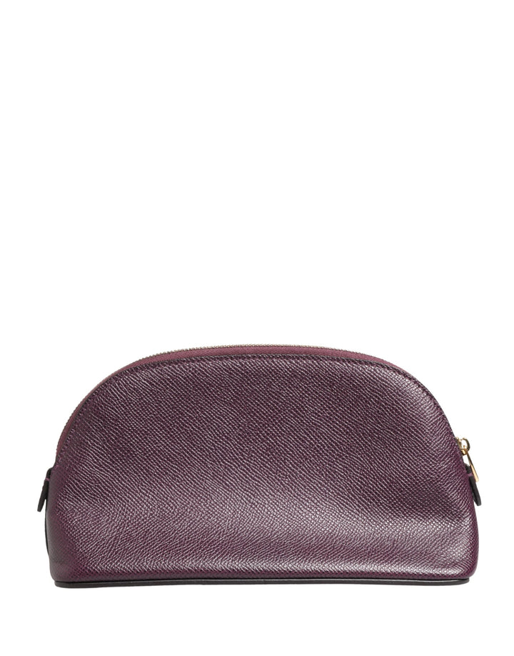 Dolce & Gabbana Dark Purple Leather DG Logo Zip Around Hand Purse Wallet