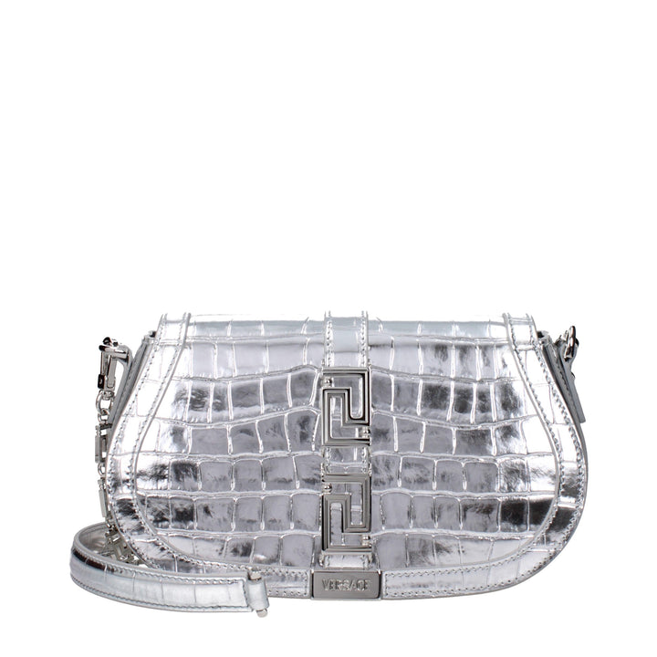 Versace Gray Leather Shoulder Bag