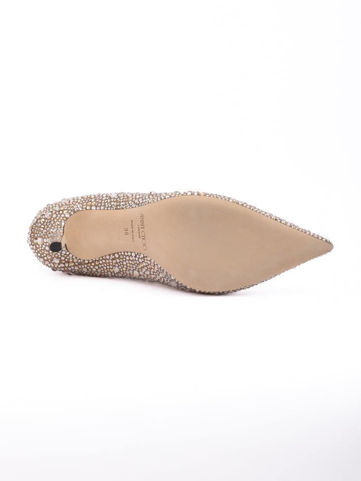 Jimmy Choo Light Bronze Crystal Love 85 Pumps