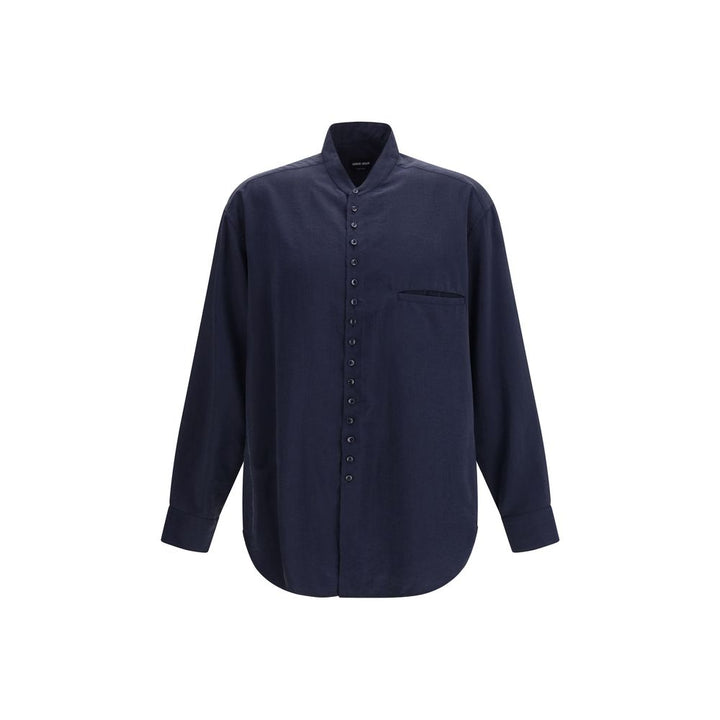 Giorgio Armani Blue Silk Dress Shirt