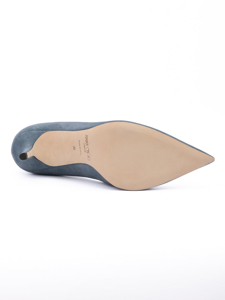 Jimmy Choo Dusk Blue Suede Agnes Pumps
