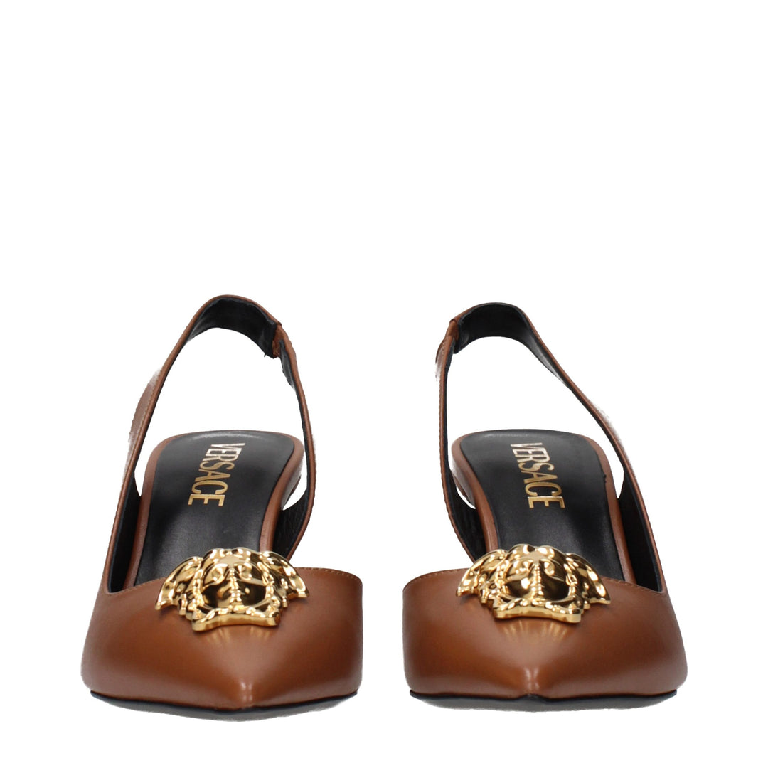 Versace Brown Leather High Heel Pumps