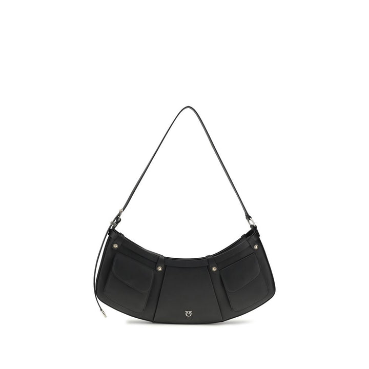 PINKO Black Calf Leather Bos Taurus Shoulder Bag